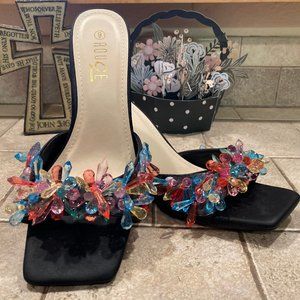 NEW~HOT~BEAUTIFUL & Sexy Stilleto Mid Heel Sandals - Black 2-3" heels Size 9 Med